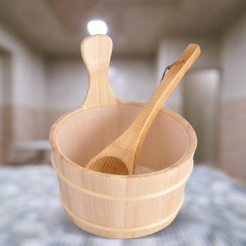 Drewniany zestaw 2 x 4L do sauny z chochlą