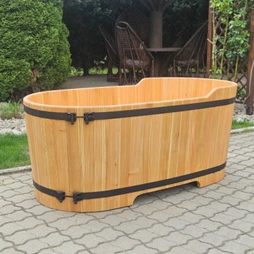 Drewniana wanna wolnostojąca 140 x 76 cm do strefy relaksu