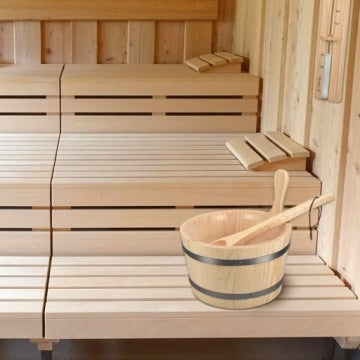 Zestaw akcesoriów Bali do sauny z wiadrem 5L, chochlą i klepsydrą
