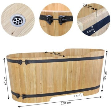 Modrzewiowa balia jednoosobowa 150 x 76 x 65 cm do morsowania