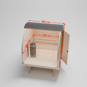 Sauna ogrodowa beczka 180 cm 1KR do samodzielnego montażu